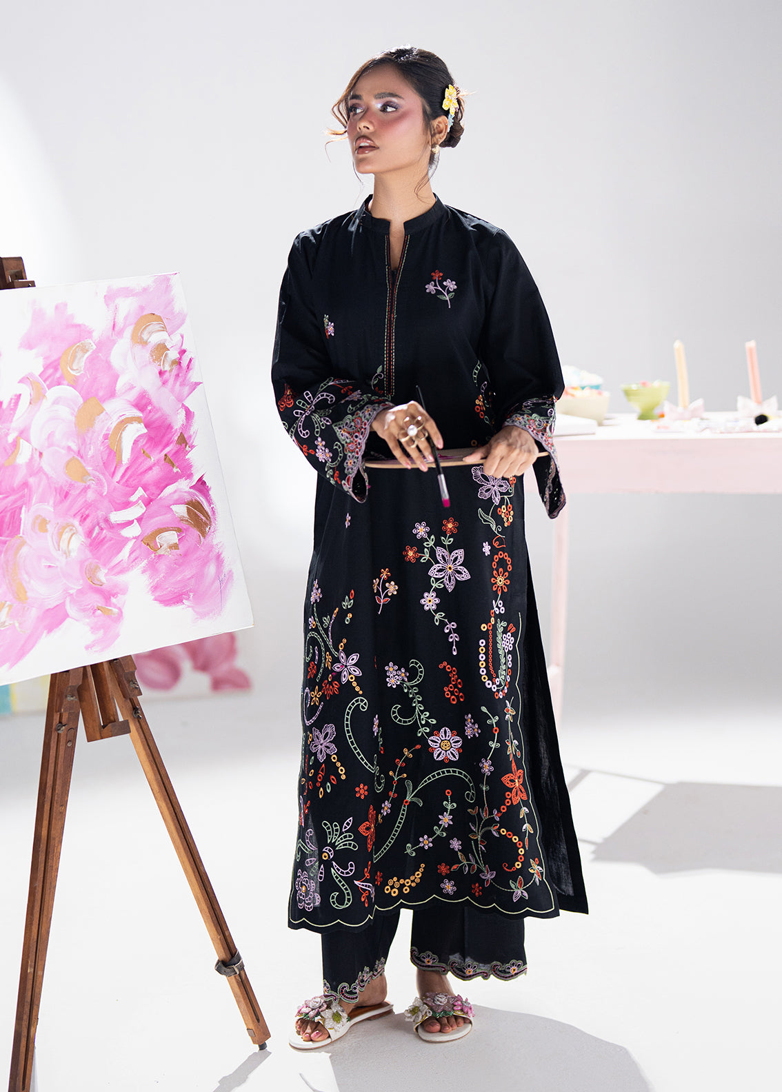 Sahane | Blush n Bliss Premium | LP63006 Midnight Petal - Casual Dress - available at Maria Faisal in UK and USA.