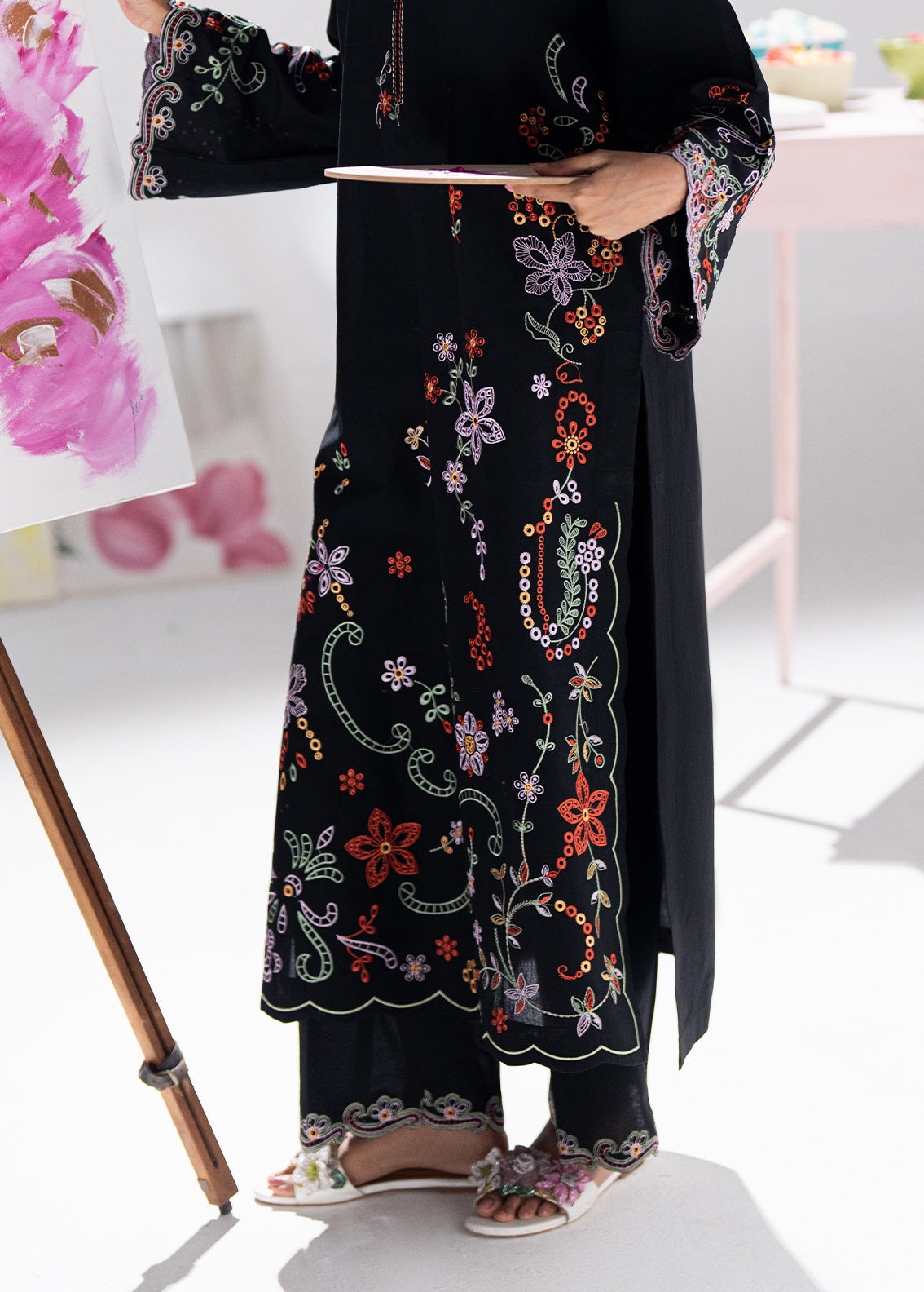 Sahane | Blush n Bliss Premium | LP63006 Midnight Petal - Casual Dress - available at Maria Faisal in UK and USA.