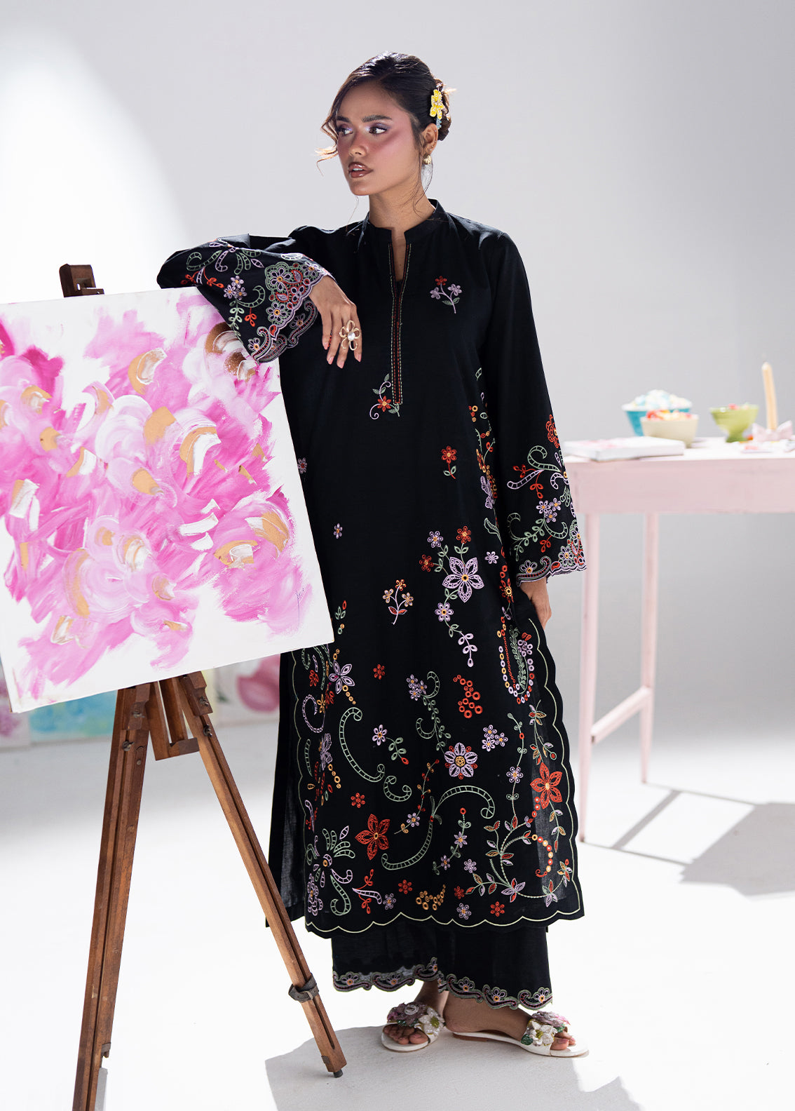 Sahane | Blush n Bliss Premium | LP63006 Midnight Petal - Casual Dress - available at Maria Faisal in UK and USA.