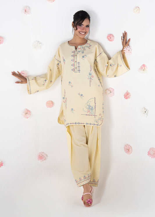 Sahane | Blush n Bliss Premium | LP63008 Honey Butter - Casual Dress - available at Maria Faisal in UK and USA.