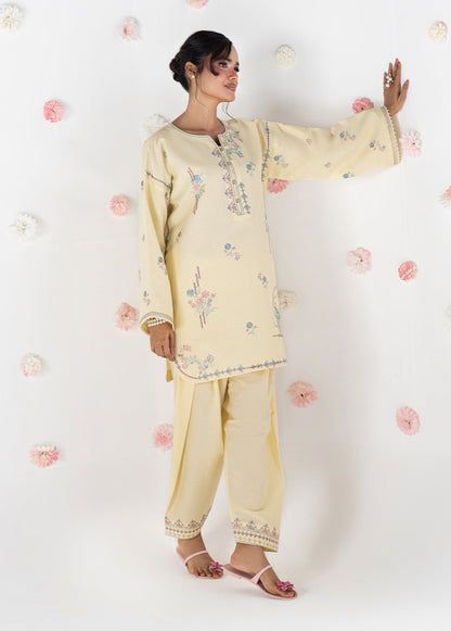 Sahane | Blush n Bliss Premium | LP63008 Honey Butter - Casual Dress - available at Maria Faisal in UK and USA.