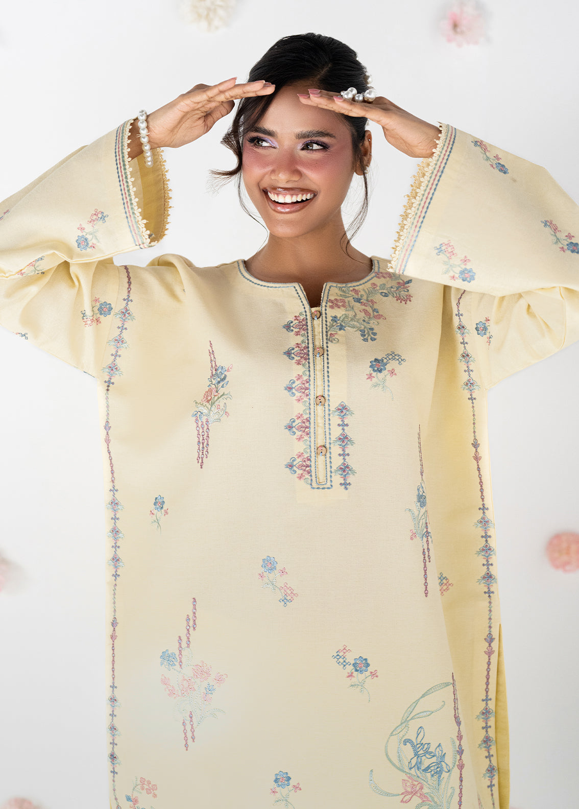 Sahane | Blush n Bliss Premium | LP63008 Honey Butter - Casual Dress - available at Maria Faisal in UK and USA.