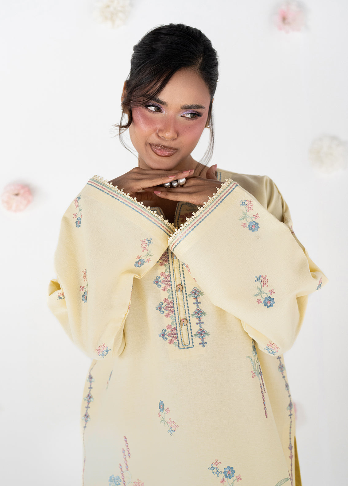 Sahane | Blush n Bliss Premium | LP63008 Honey Butter - Casual Dress - available at Maria Faisal in UK and USA.