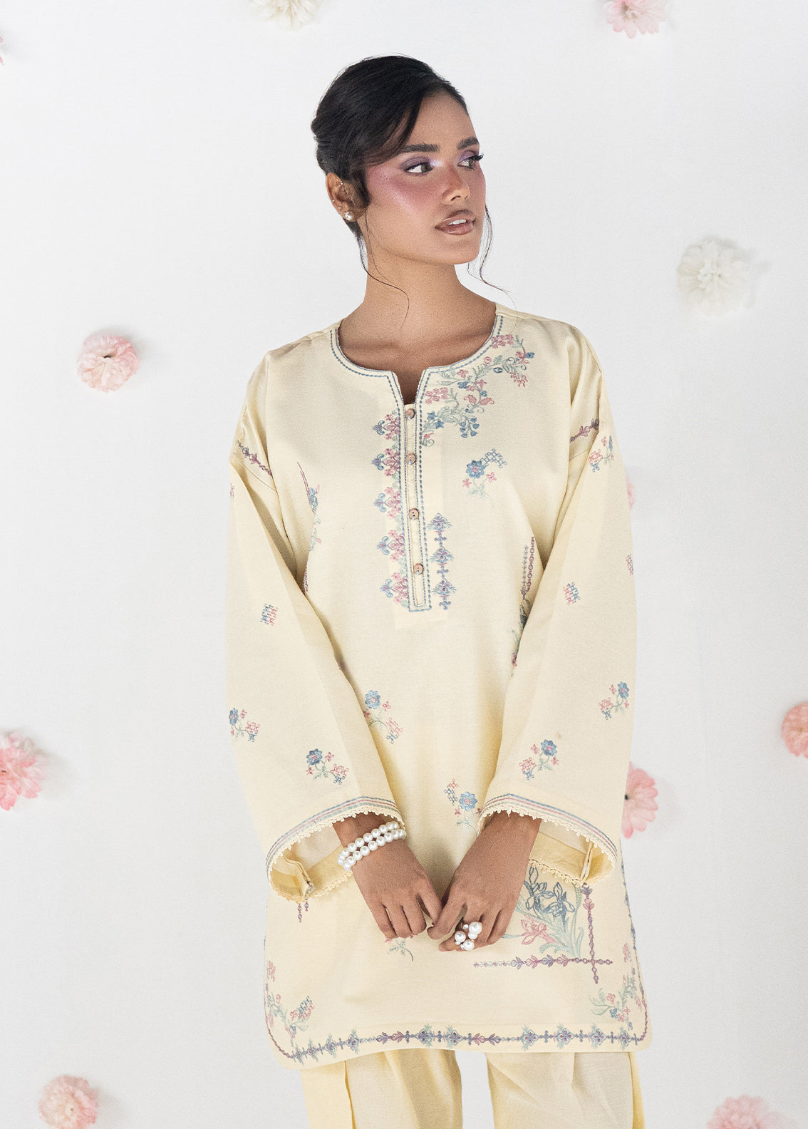 Sahane | Blush n Bliss Premium | LP63008 Honey Butter - Casual Dress - available at Maria Faisal in UK and USA.