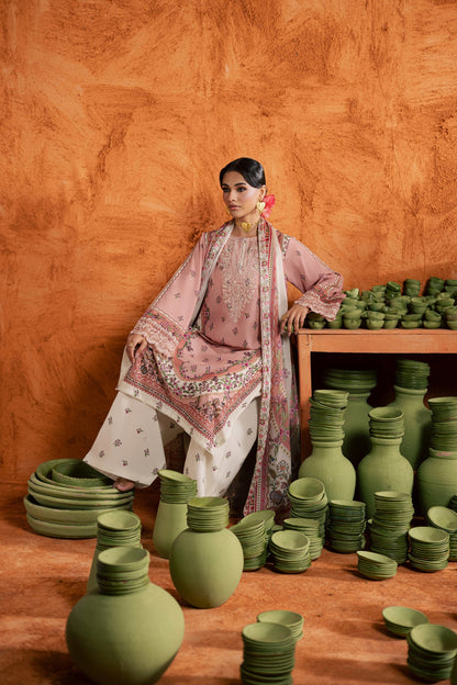 Batik | Festive Eid 26 | Dusty Peach - Luxury Dress - available at Maria Faisal in UK and USA.