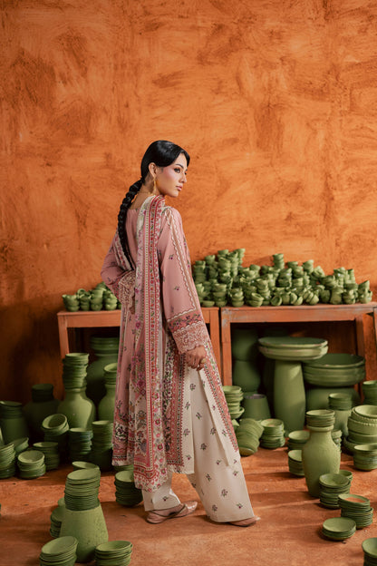 Batik | Festive Eid 26 | Dusty Peach - Luxury Dress - available at Maria Faisal in UK and USA.