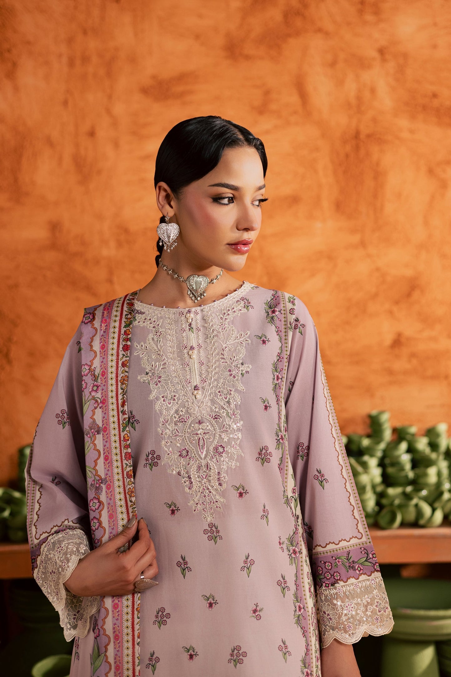 Batik | Festive Eid 26 | Dusty Plum - Luxury Dress - available at Maria Faisal in UK and USA.