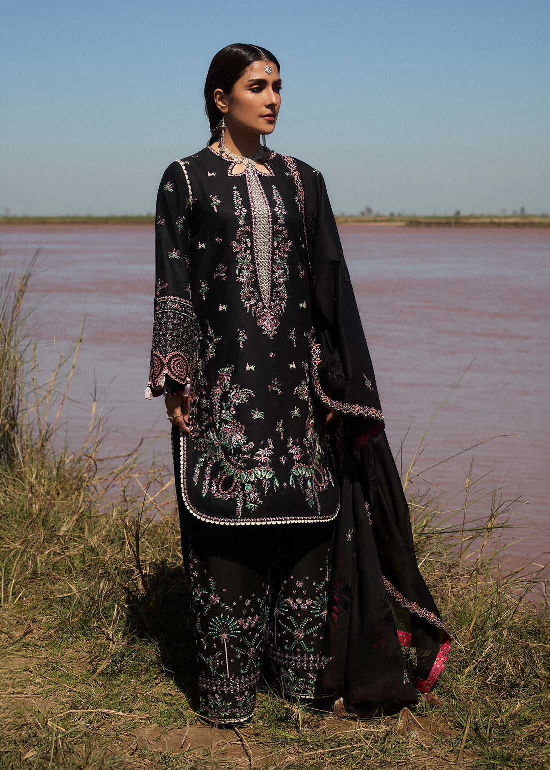 Hussain Rehar | Surkh Eid Pret’25 | Siyah - Ladies Clothes - Maria Faisal
