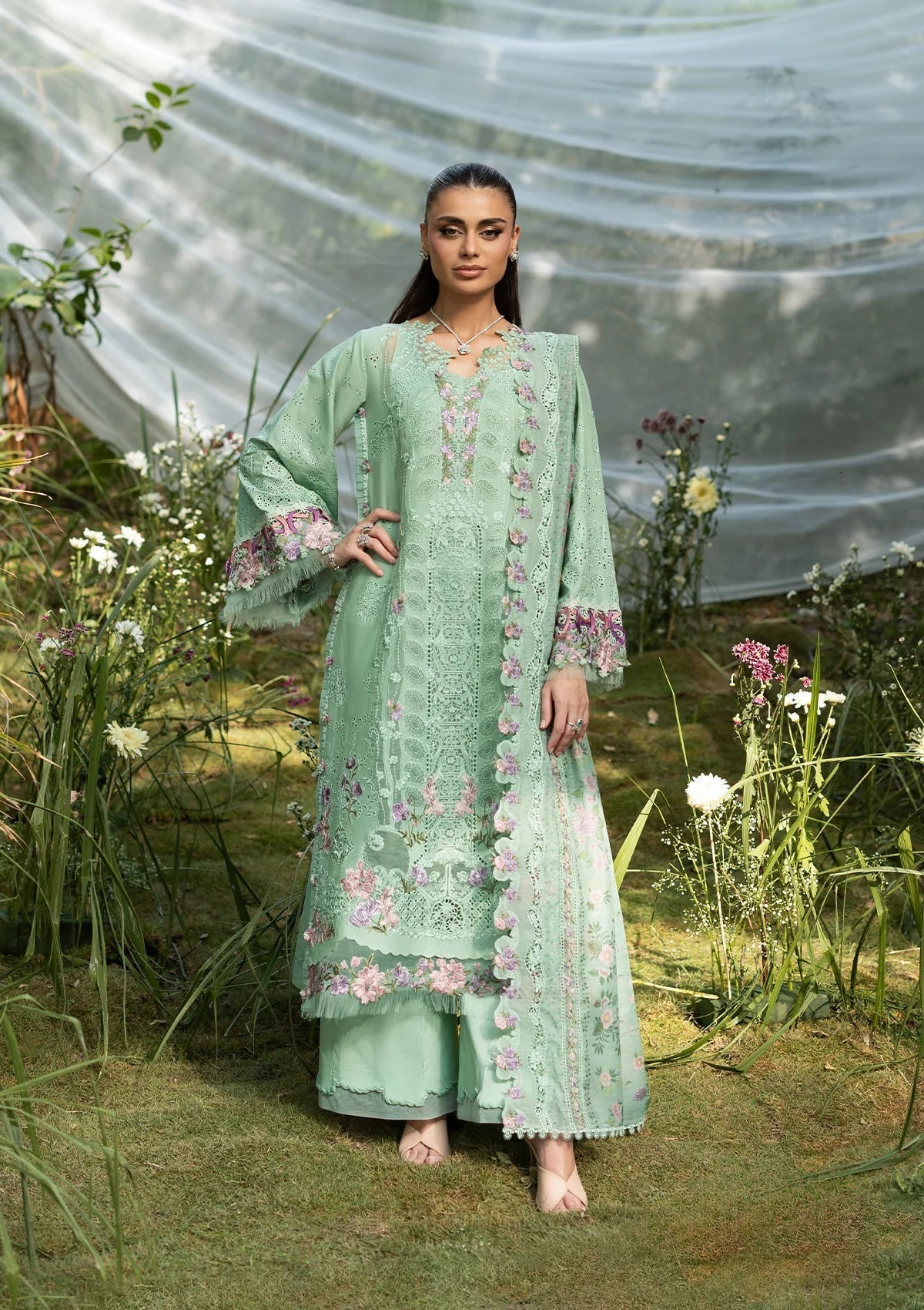 Elaf Premium | Luxury Lawn 26 | ELQ-3A DAISY CHAIN - Luxury Dress - available at Maria Faisal in UK and USA.