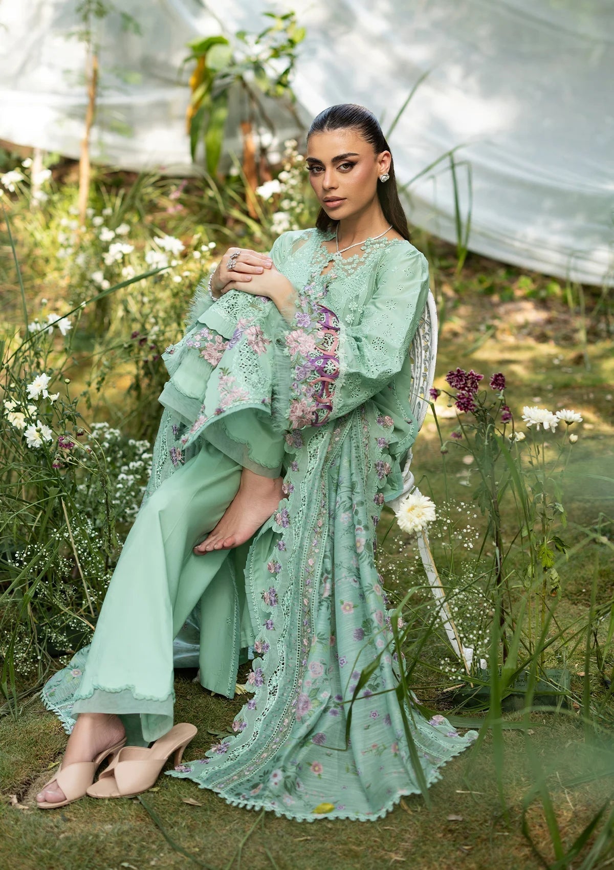Elaf Premium | Luxury Lawn 26 | ELQ-3A DAISY CHAIN - Luxury Dress - available at Maria Faisal in UK and USA.