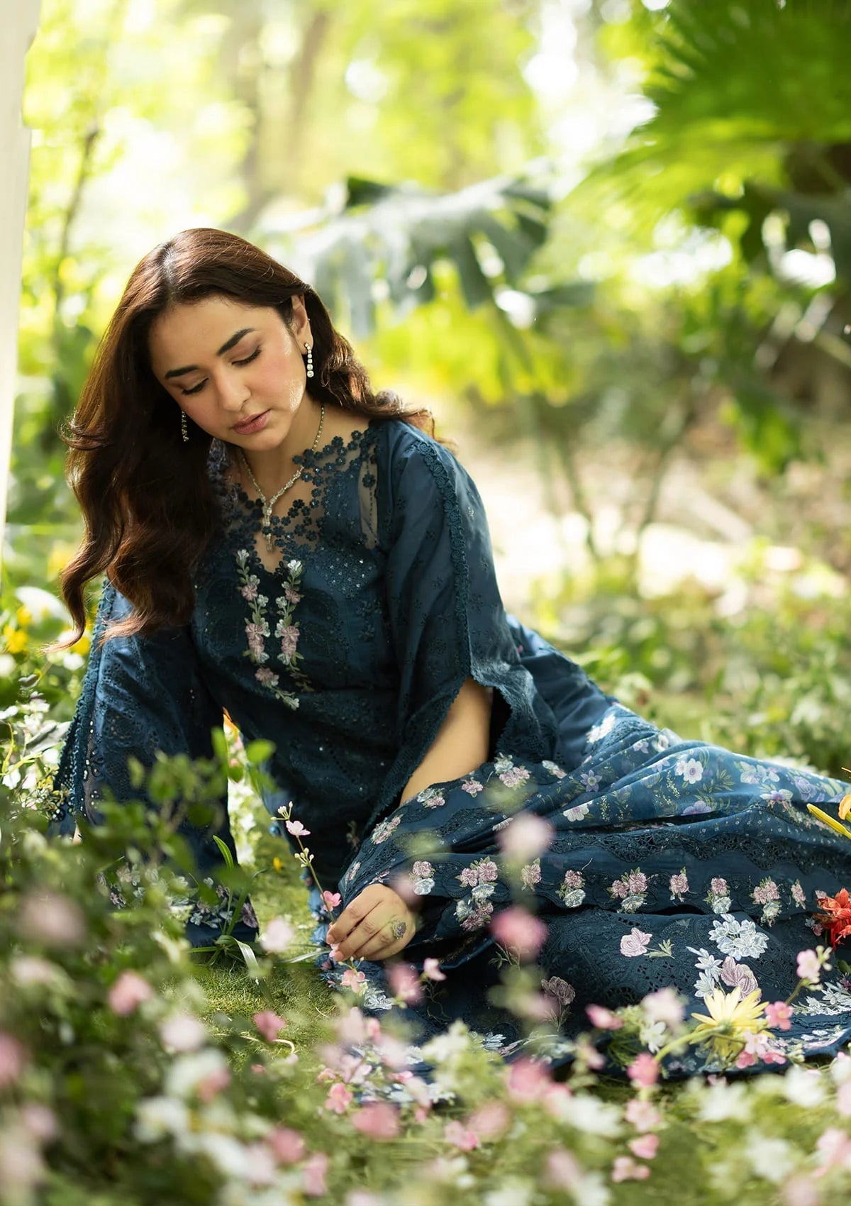 Elaf Premium | Luxury Lawn 26 | ELQ-3B EMERALD FERN - Luxury Dress - available at Maria Faisal in UK and USA.
