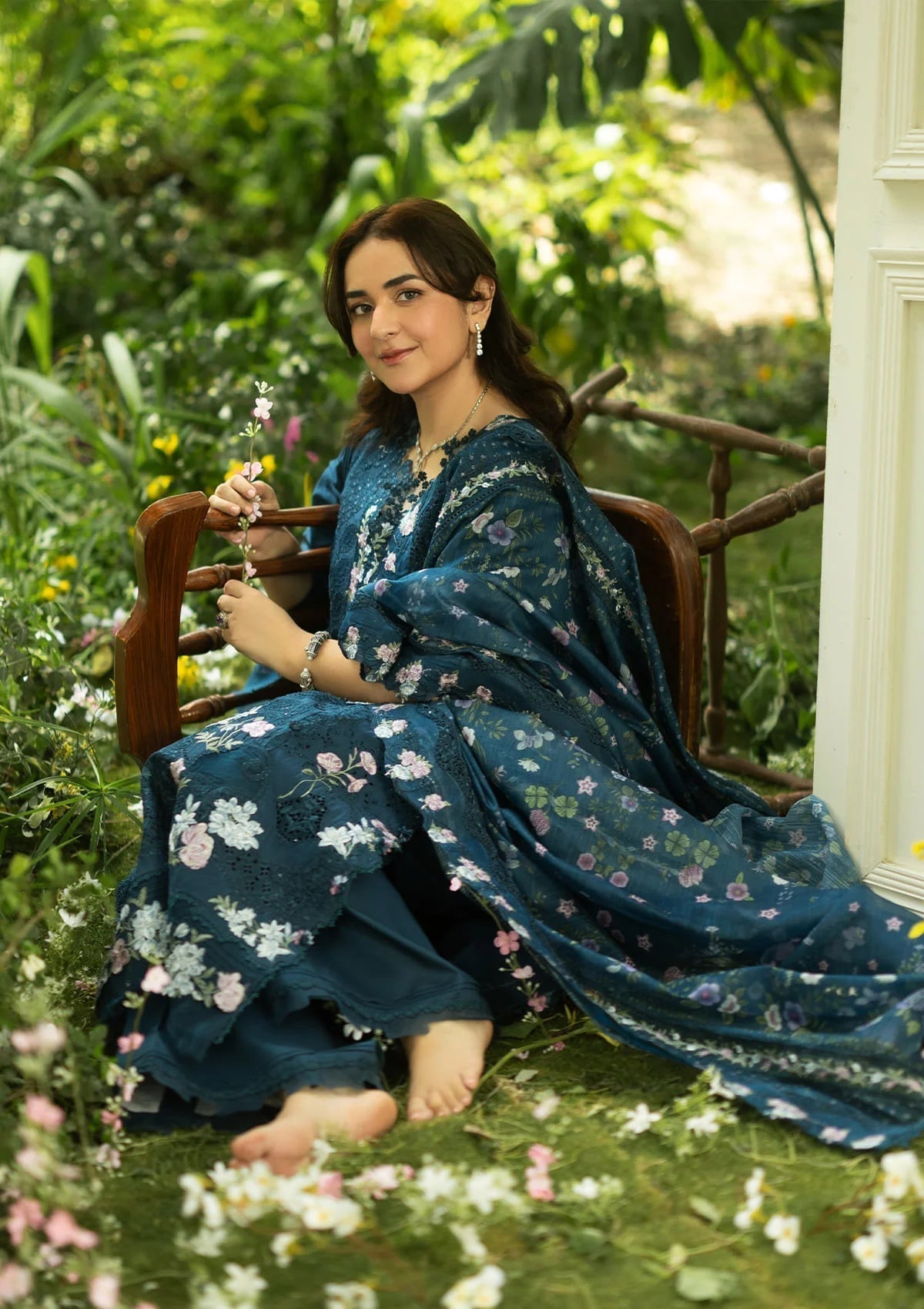 Elaf Premium | Luxury Lawn 26 | ELQ-3B EMERALD FERN - Luxury Dress - available at Maria Faisal in UK and USA.