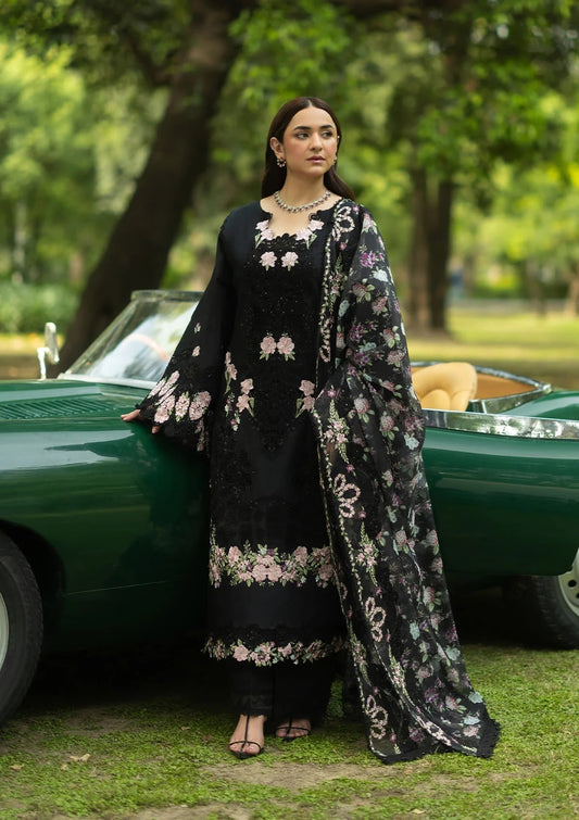 Elaf Premium | Luxury Lawn 26 | ELQ-5B BLACK MASCARA - Luxury Dress - available at Maria Faisal in UK and USA.