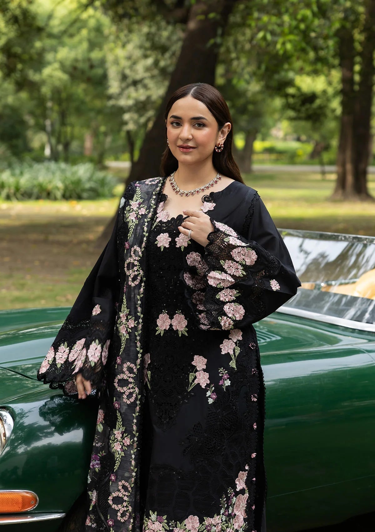 Elaf Premium | Luxury Lawn 26 | ELQ-5B BLACK MASCARA - Luxury Dress - available at Maria Faisal in UK and USA.