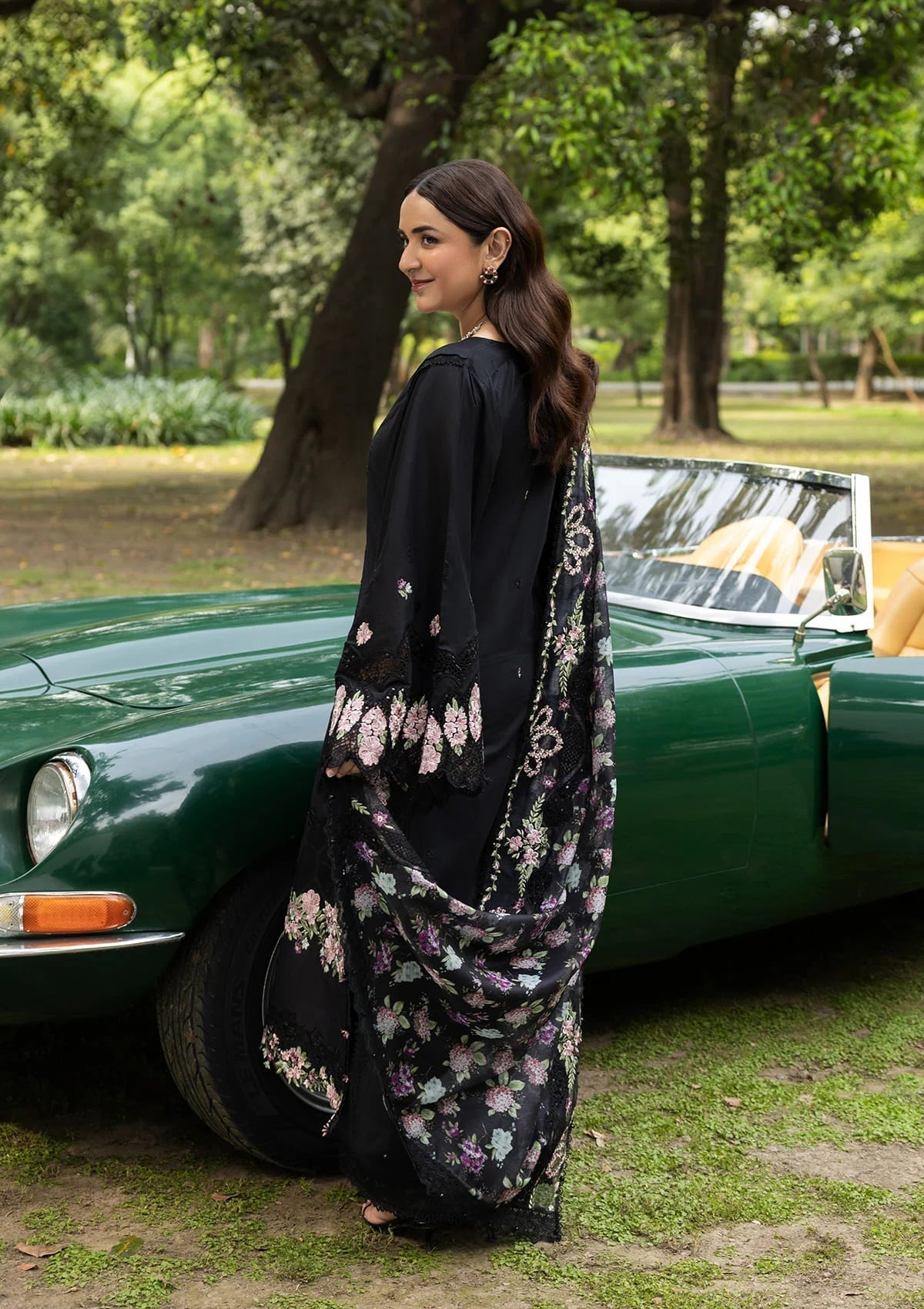 Elaf Premium | Luxury Lawn 26 | ELQ-5B BLACK MASCARA - Luxury Dress - available at Maria Faisal in UK and USA.
