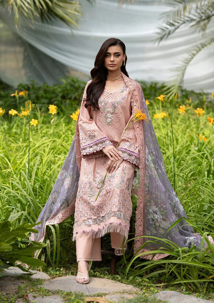 Elaf Premium | Luxury Lawn 26 | ELQ-6A BLUSHING ROSE - Luxury Dress - available at Maria Faisal in UK and USA.