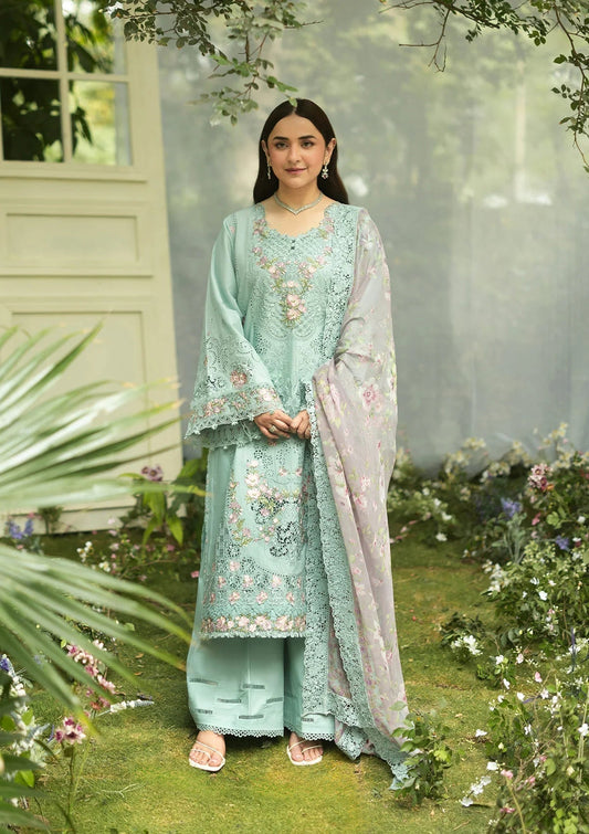 Elaf Premium | Luxury Lawn 26 | ELQ-6B MINT STORY - Luxury Dress - available at Maria Faisal in UK and USA.