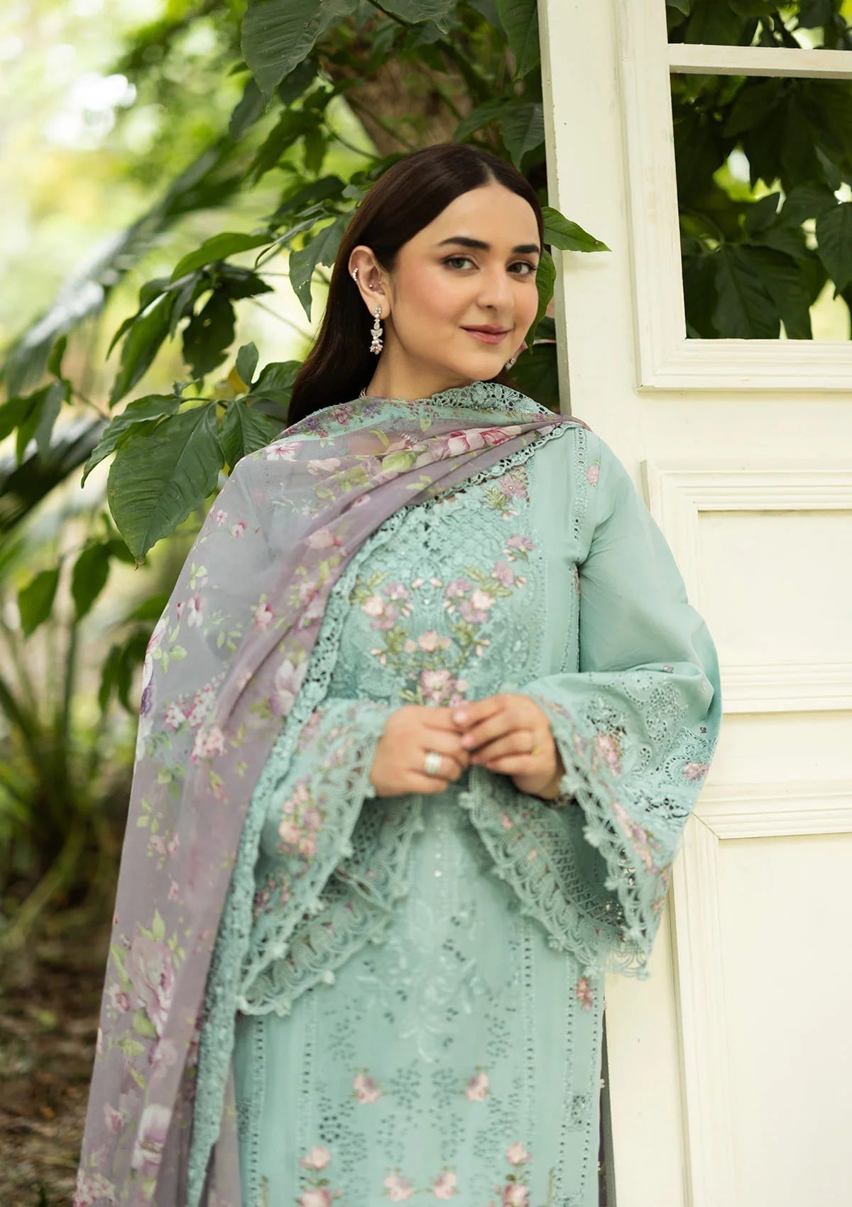 Elaf Premium | Luxury Lawn 26 | ELQ-6B MINT STORY - Luxury Dress - available at Maria Faisal in UK and USA.