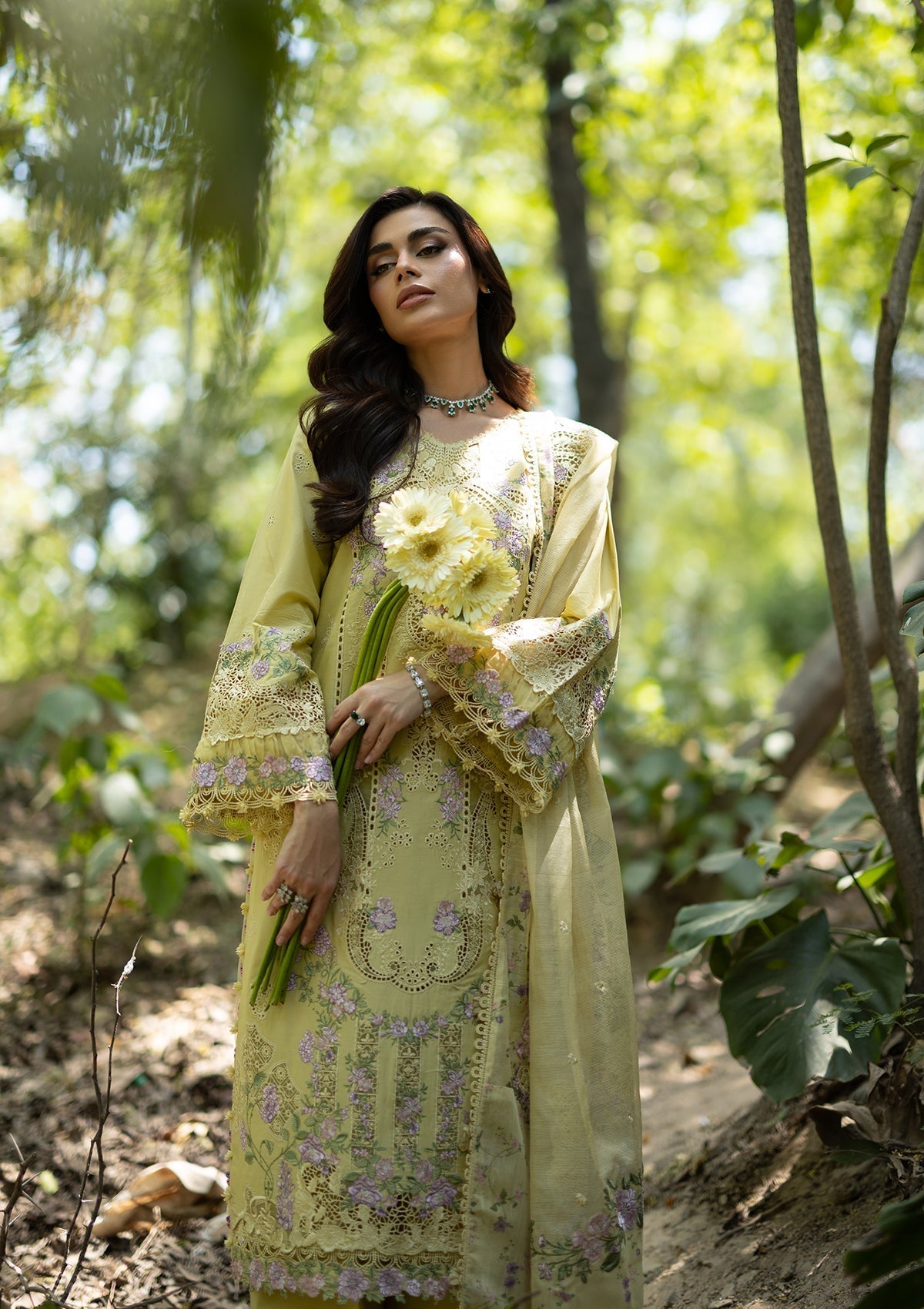 Elaf Premium | Luxury Lawn 26 | ELQ-7A BUTTER YELLOW - Luxury Dress - available at Maria Faisal in UK and USA.