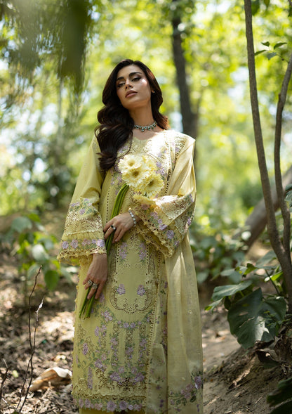 Elaf Premium | Luxury Lawn 26 | ELQ-7A BUTTER YELLOW - Luxury Dress - available at Maria Faisal in UK and USA.