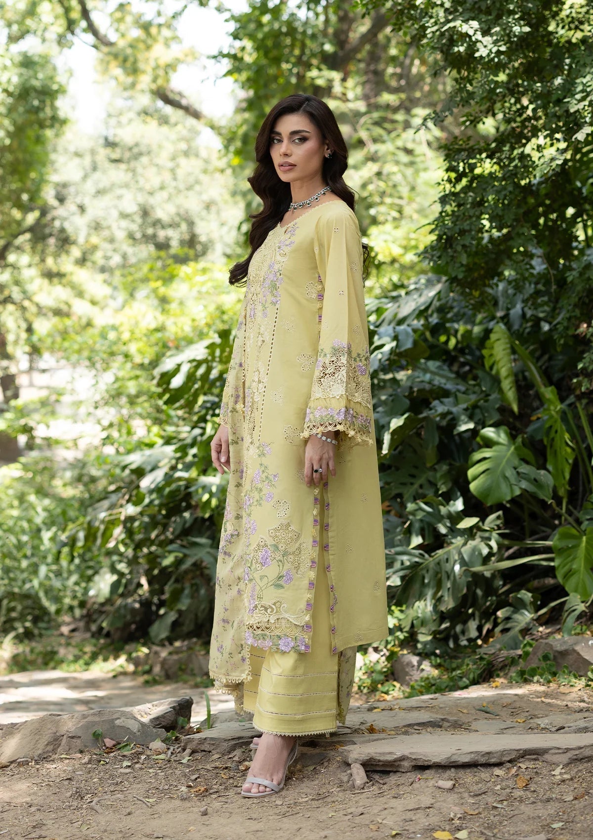 Elaf Premium | Luxury Lawn 26 | ELQ-7A BUTTER YELLOW - Luxury Dress - available at Maria Faisal in UK and USA.