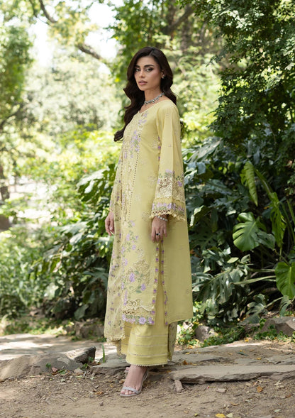 Elaf Premium | Luxury Lawn 26 | ELQ-7A BUTTER YELLOW - Luxury Dress - available at Maria Faisal in UK and USA.