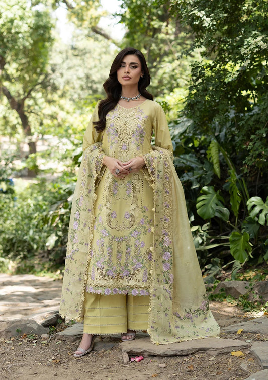 Elaf Premium | Luxury Lawn 26 | ELQ-7A BUTTER YELLOW - Luxury Dress - available at Maria Faisal in UK and USA.