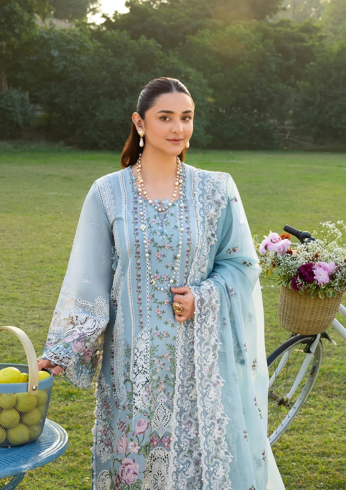 Elaf Premium | Luxury Lawn 26 | ELY-07 MORNIG DRIZZLE - Luxury Dress - available at Maria Faisal in UK and USA.