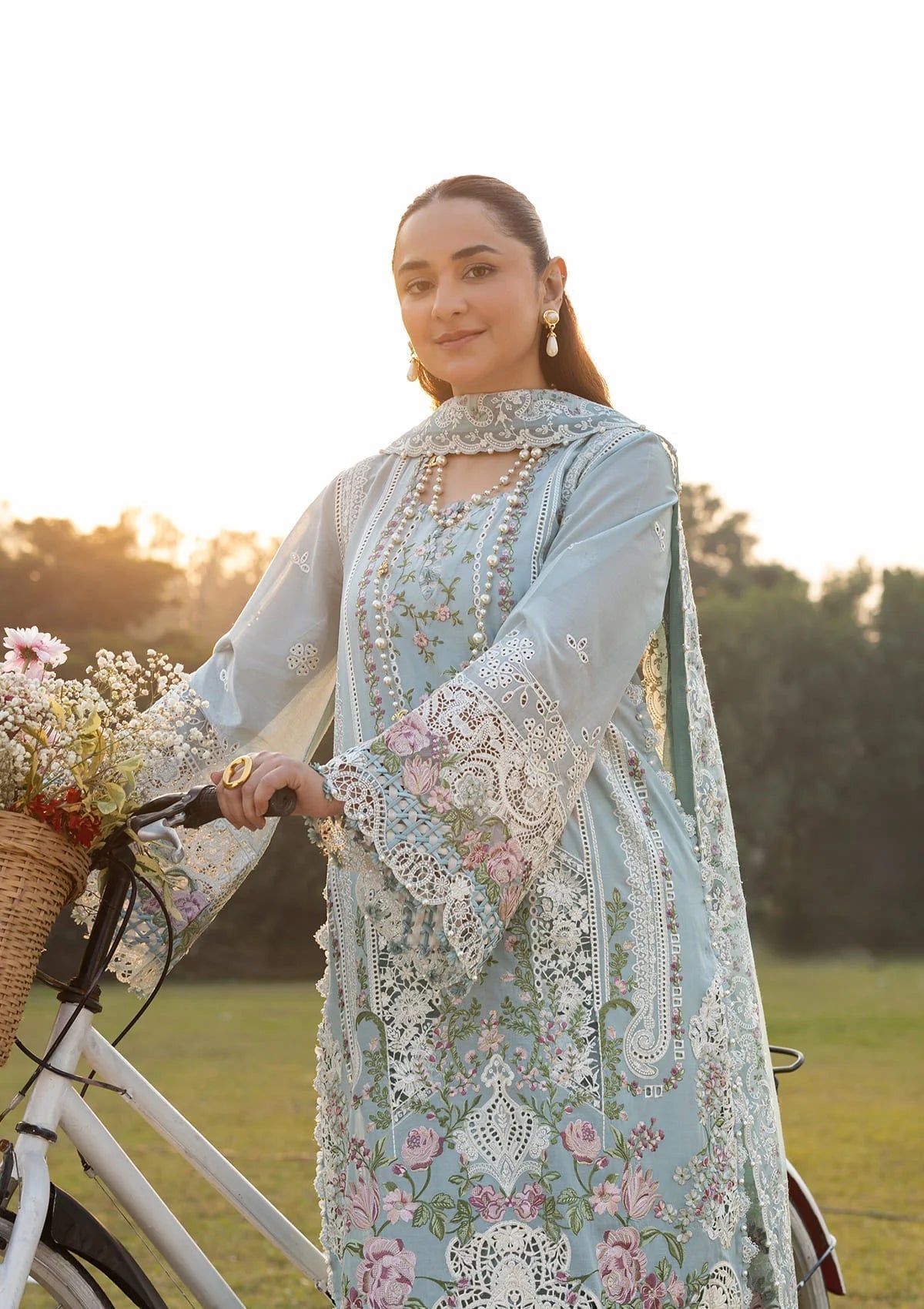Elaf Premium | Luxury Lawn 26 | ELY-07 MORNIG DRIZZLE - Luxury Dress - available at Maria Faisal in UK and USA.
