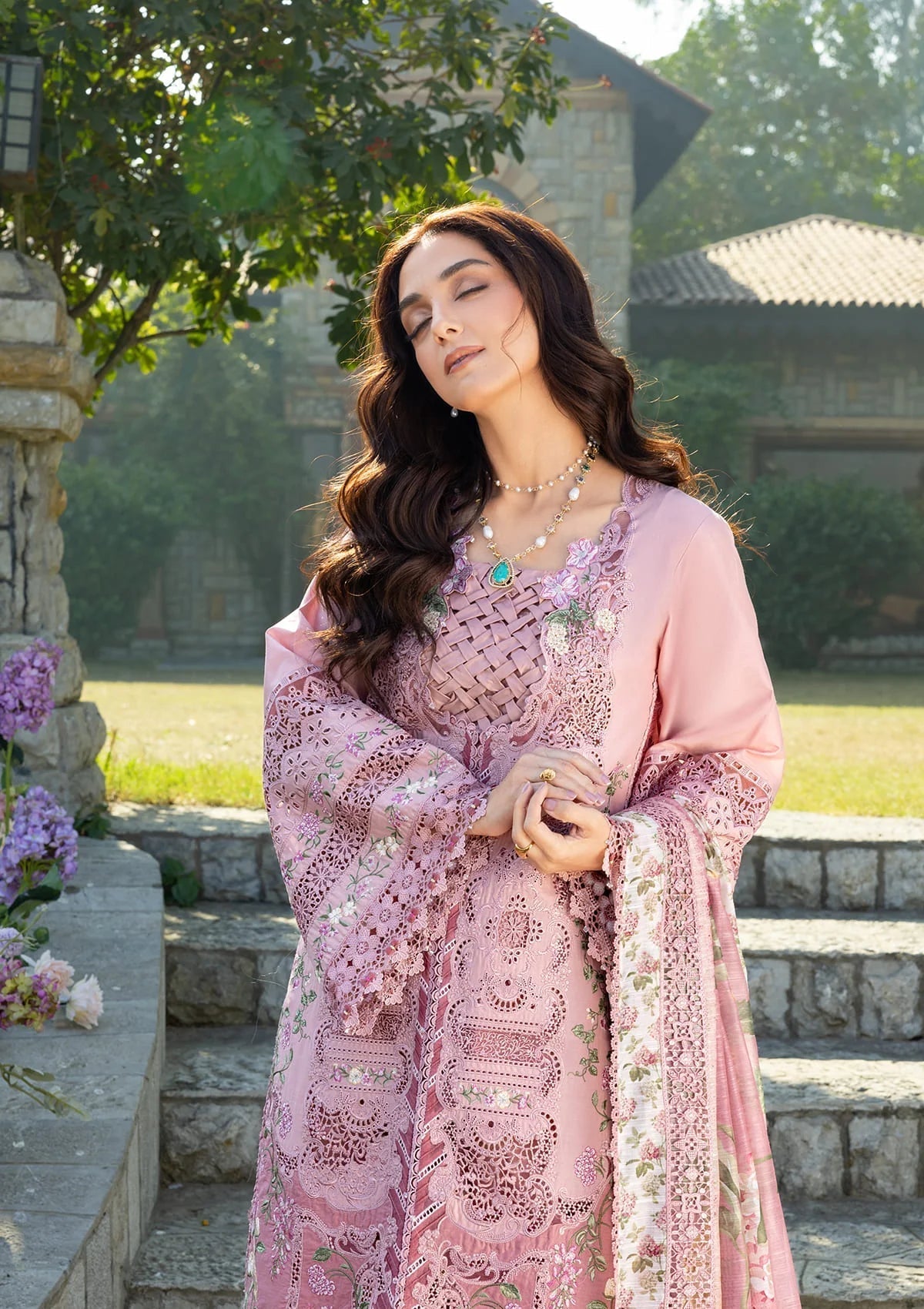 Elaf Premium | Luxury Lawn 26 | ELY-09 ROSEE - Luxury Dress - available at Maria Faisal in UK and USA.