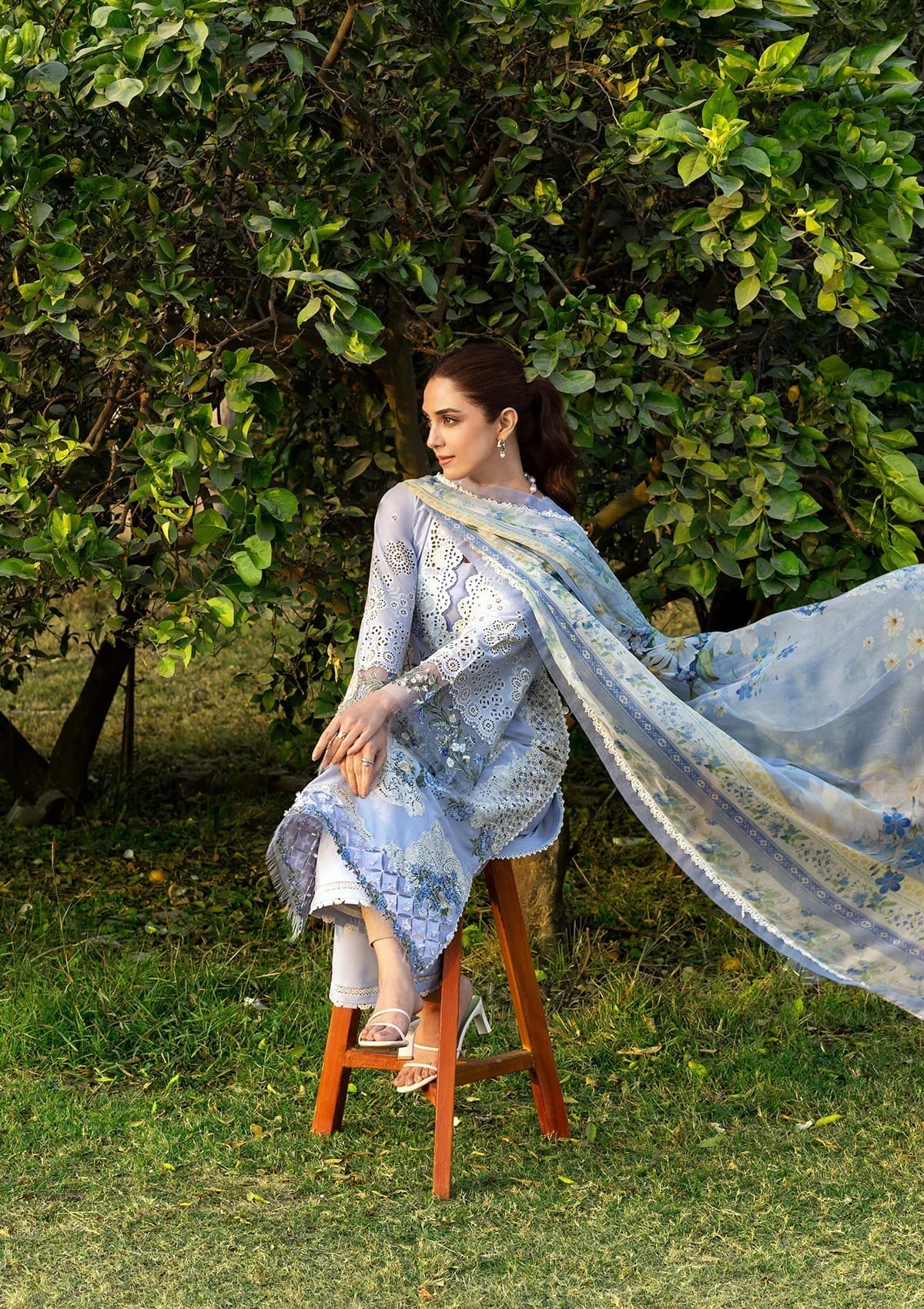 Elaf Premium | Luxury Lawn 26 | ELY-12 SKY BLISS - Luxury Dress - available at Maria Faisal in UK and USA.