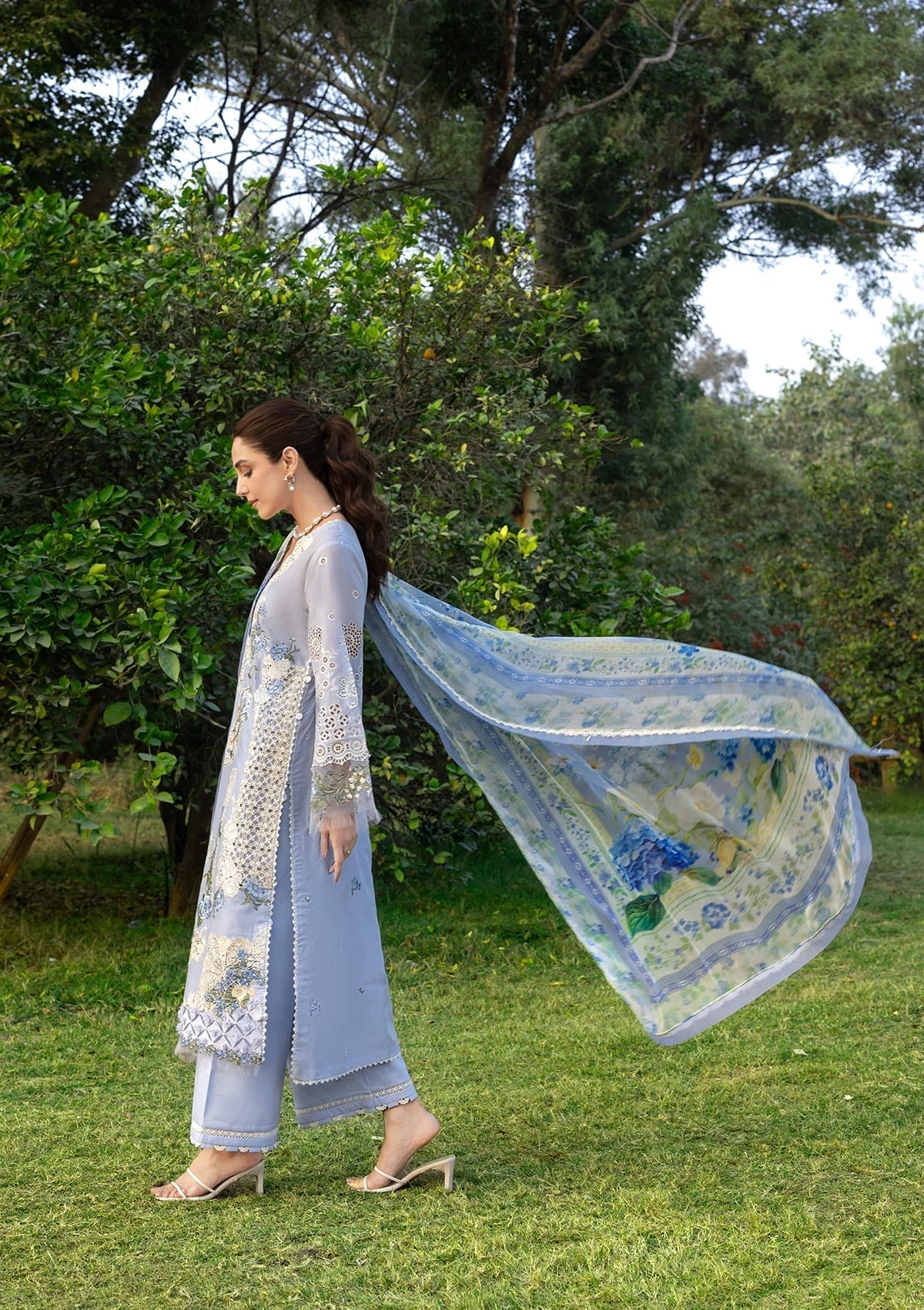 Elaf Premium | Luxury Lawn 26 | ELY-12 SKY BLISS - Luxury Dress - available at Maria Faisal in UK and USA.