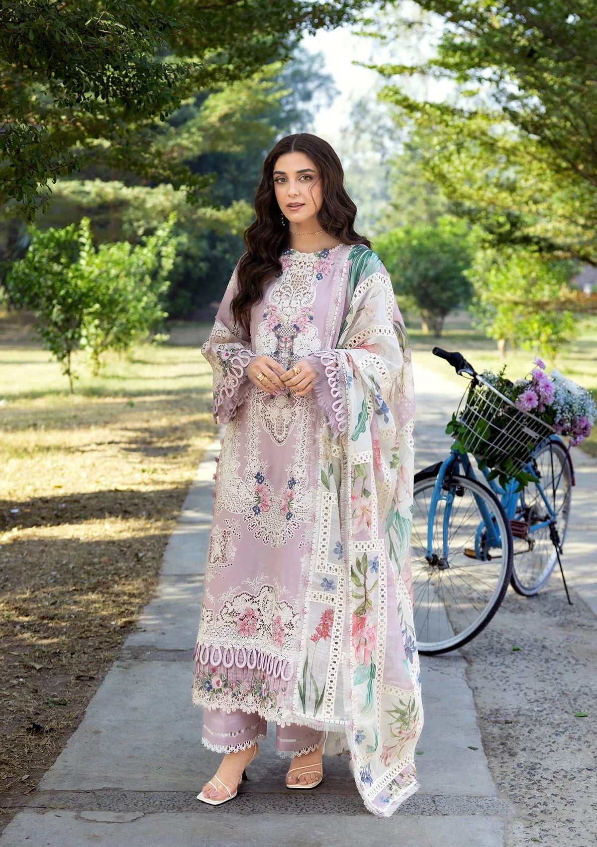 Elaf Premium | Luxury Lawn 26 | ELY-1A MAISON PINK - Luxury Dress - available at Maria Faisal in UK and USA.