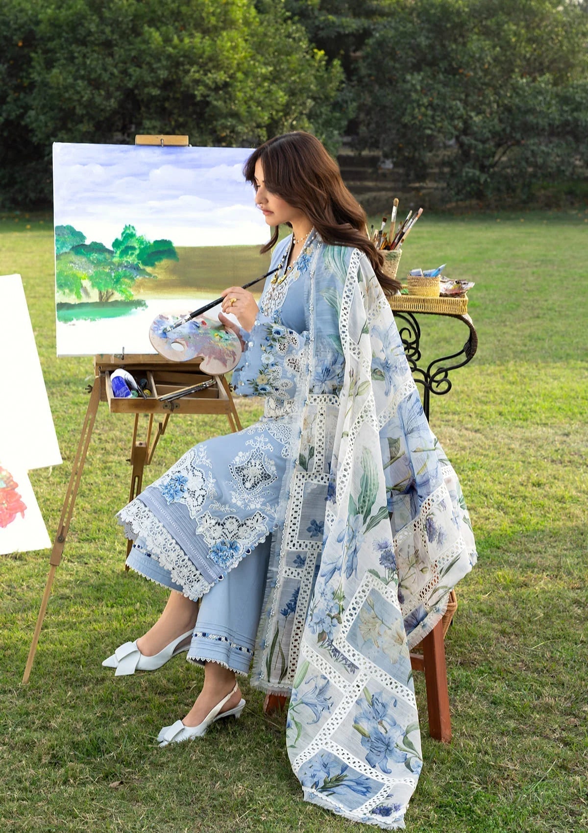 Elaf Premium | Luxury Lawn 26 | ELY-1B SERENITY - Luxury Dress - available at Maria Faisal in UK and USA.