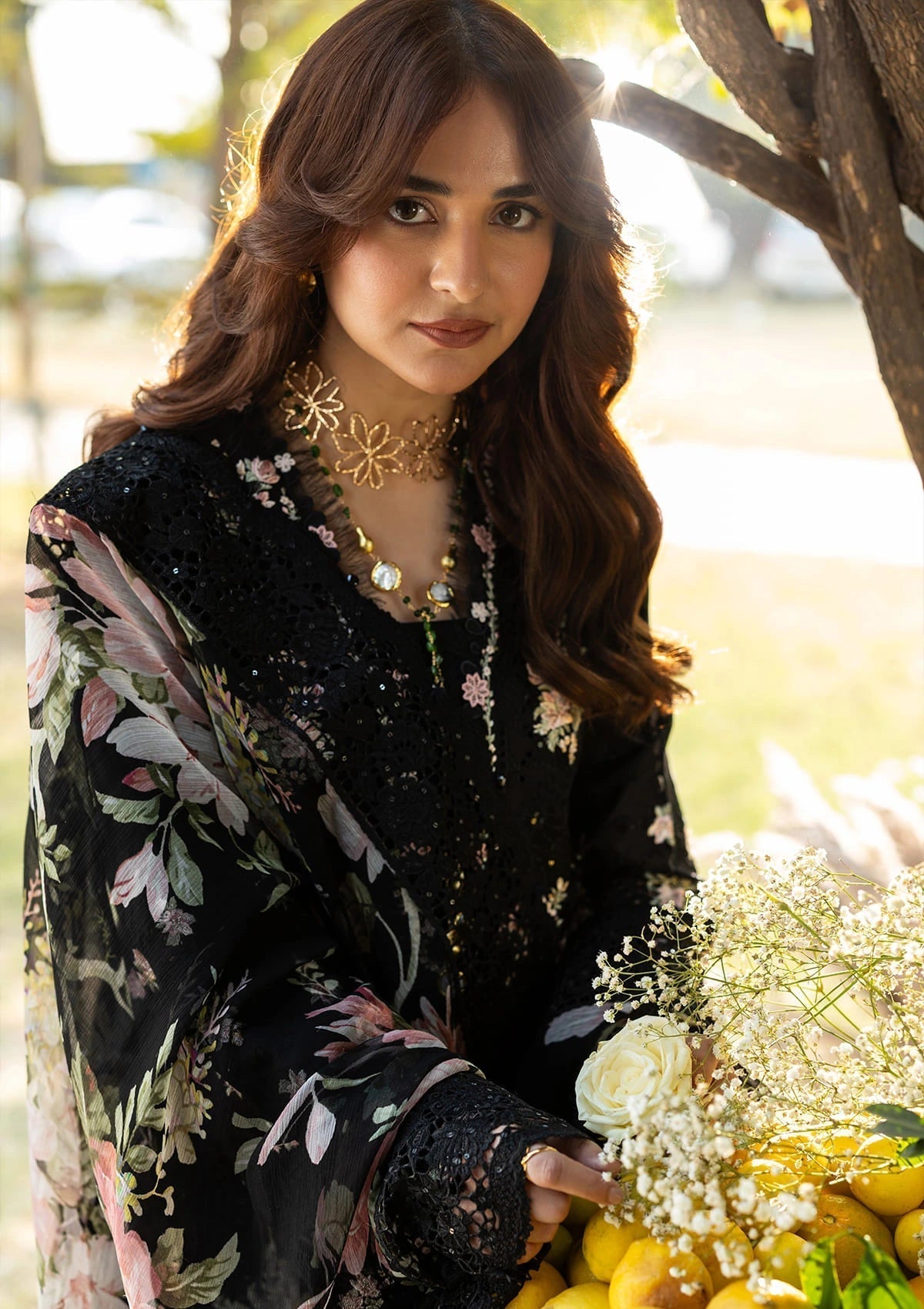 Elaf Premium | Luxury Lawn 26 | ELY-2B MIDNIGHT BLOSSOM - Luxury Dress - available at Maria Faisal in UK and USA.