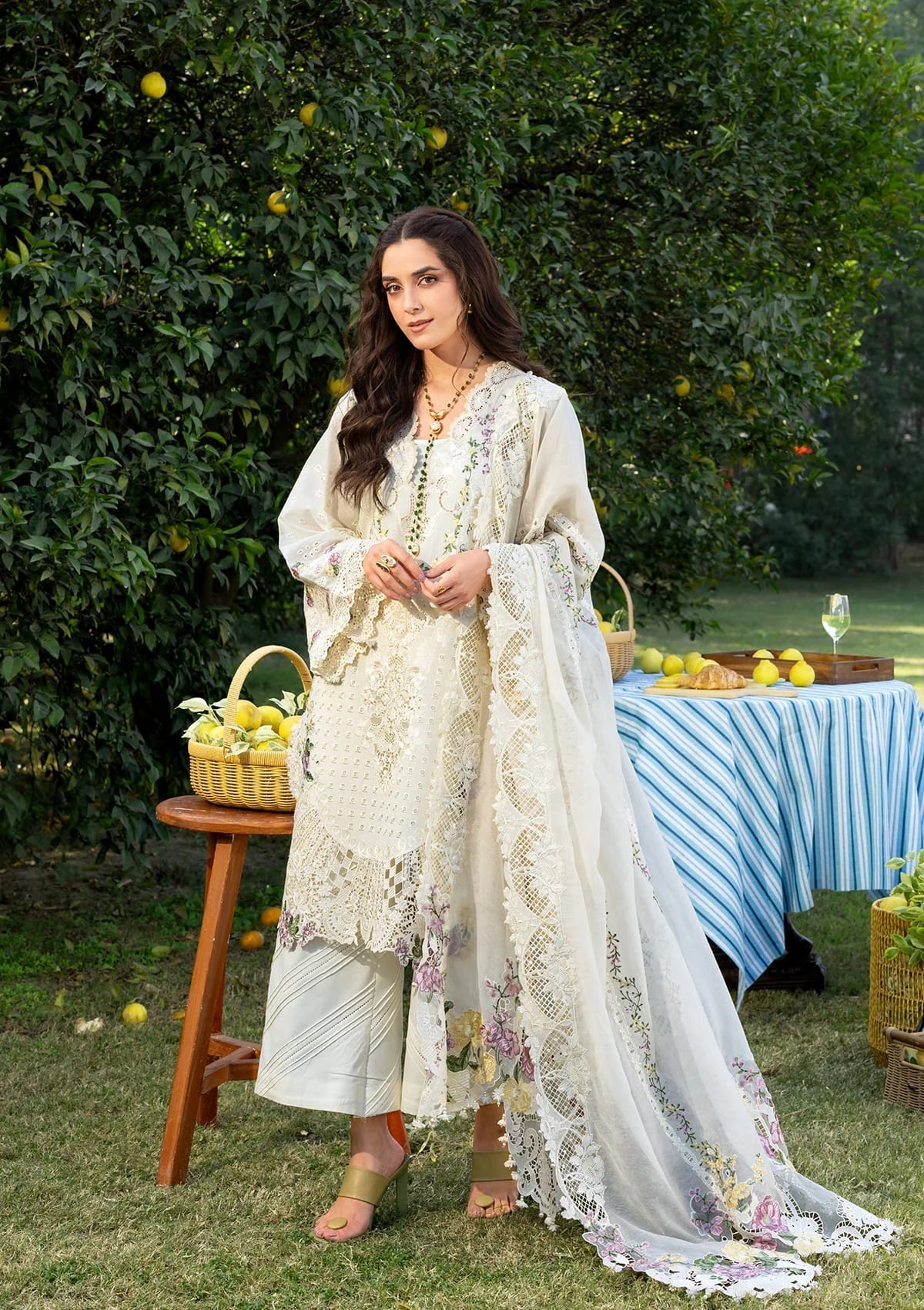 Elaf Premium | Luxury Lawn 26 | ELY-3A PERLE - Luxury Dress - available at Maria Faisal in UK and USA.