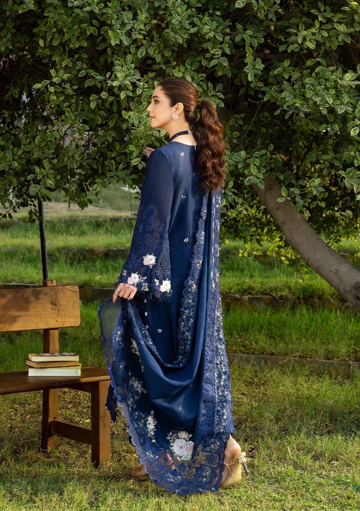 Elaf Premium | Luxury Lawn 26 | ELY-4B BLUE BELLE - Luxury Dress - available at Maria Faisal in UK and USA.