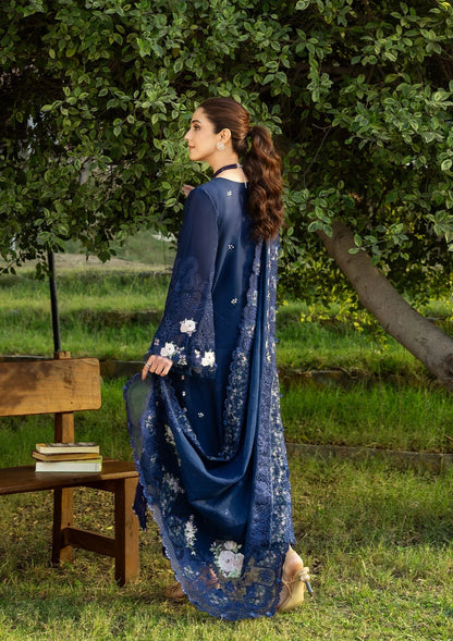 Elaf Premium | Luxury Lawn 26 | ELY-4B BLUE BELLE - Luxury Dress - available at Maria Faisal in UK and USA.
