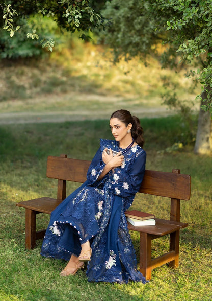 Elaf Premium | Luxury Lawn 26 | ELY-4B BLUE BELLE - Luxury Dress - available at Maria Faisal in UK and USA.