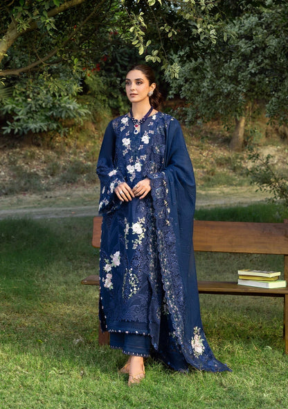 Elaf Premium | Luxury Lawn 26 | ELY-4B BLUE BELLE - Luxury Dress - available at Maria Faisal in UK and USA.