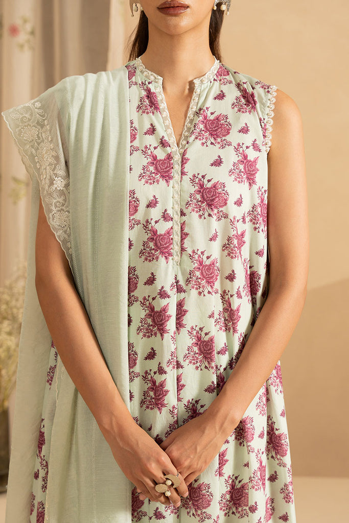 Cross Stitch | Emb Lawn Mahiri 26 | PISTACHIO DUST - Luxury Dress - available at Maria Faisal in UK and USA.