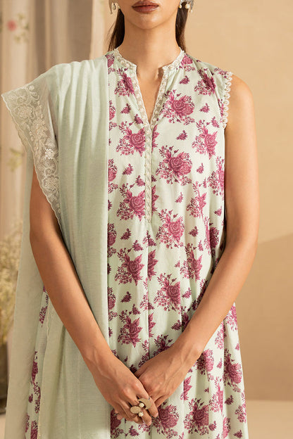 Cross Stitch | Emb Lawn Mahiri 26 | PISTACHIO DUST - Luxury Dress - available at Maria Faisal in UK and USA.