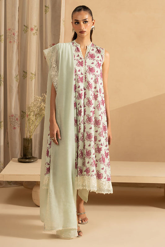 Cross Stitch | Emb Lawn Mahiri 26 | PISTACHIO DUST - Luxury Dress - available at Maria Faisal in UK and USA.