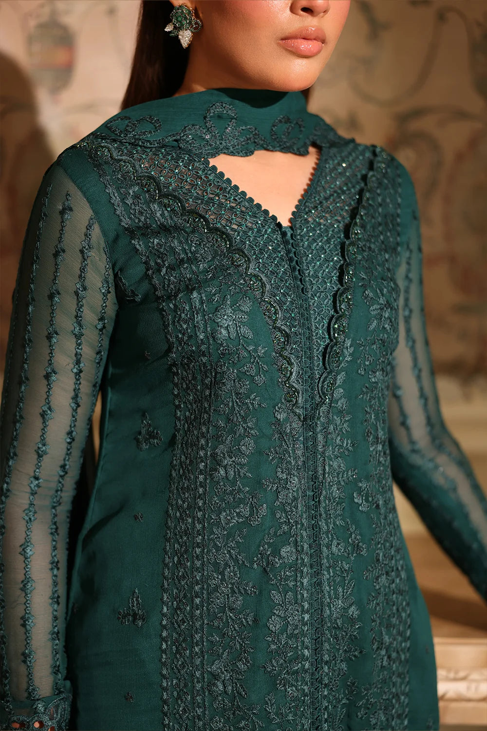 Azure | Ensembles | Enchanted Forest - Casual Dress - available at Maria Faisal in UK and USA.