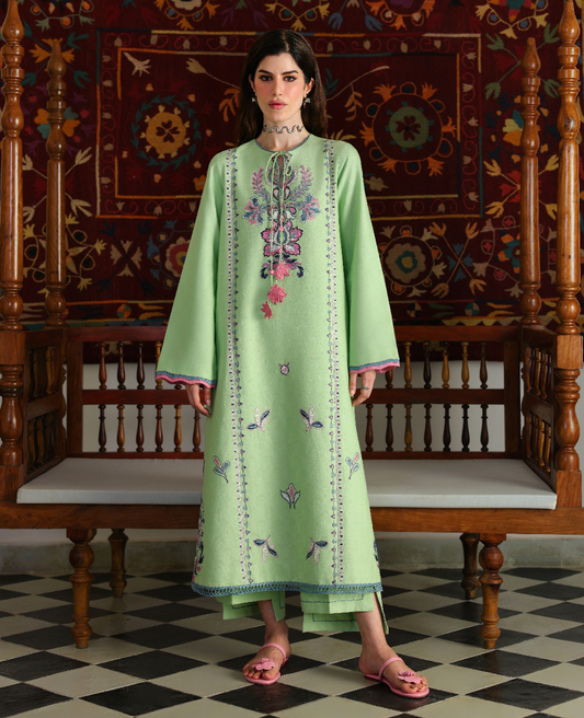 Republic Womenswear | Neonma Essential Pret 26 |Pistachio Poise - Luxury Dress - available at Maria Faisal in UK and USA.