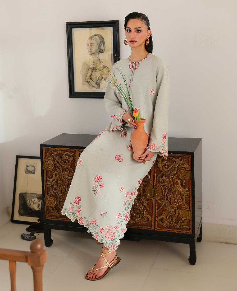 Republic Womenswear | Neonma Essential Pret 26 |Giselle - Luxury Dress - available at Maria Faisal in UK and USA.