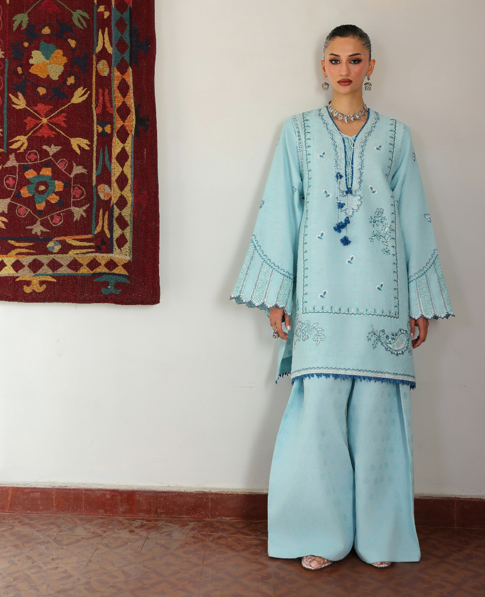 Republic Womenswear | Neonma Essential Pret 26 |Skyloom - Luxury Dress - available at Maria Faisal in UK and USA.