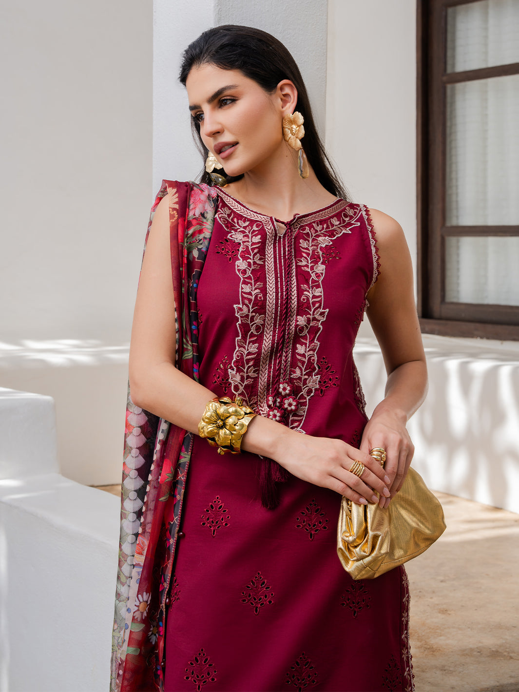 Izel | Dareen Luxury Lawn 26 | Eshaal - Luxury Dress - available at Maria Faisal in UK and USA.