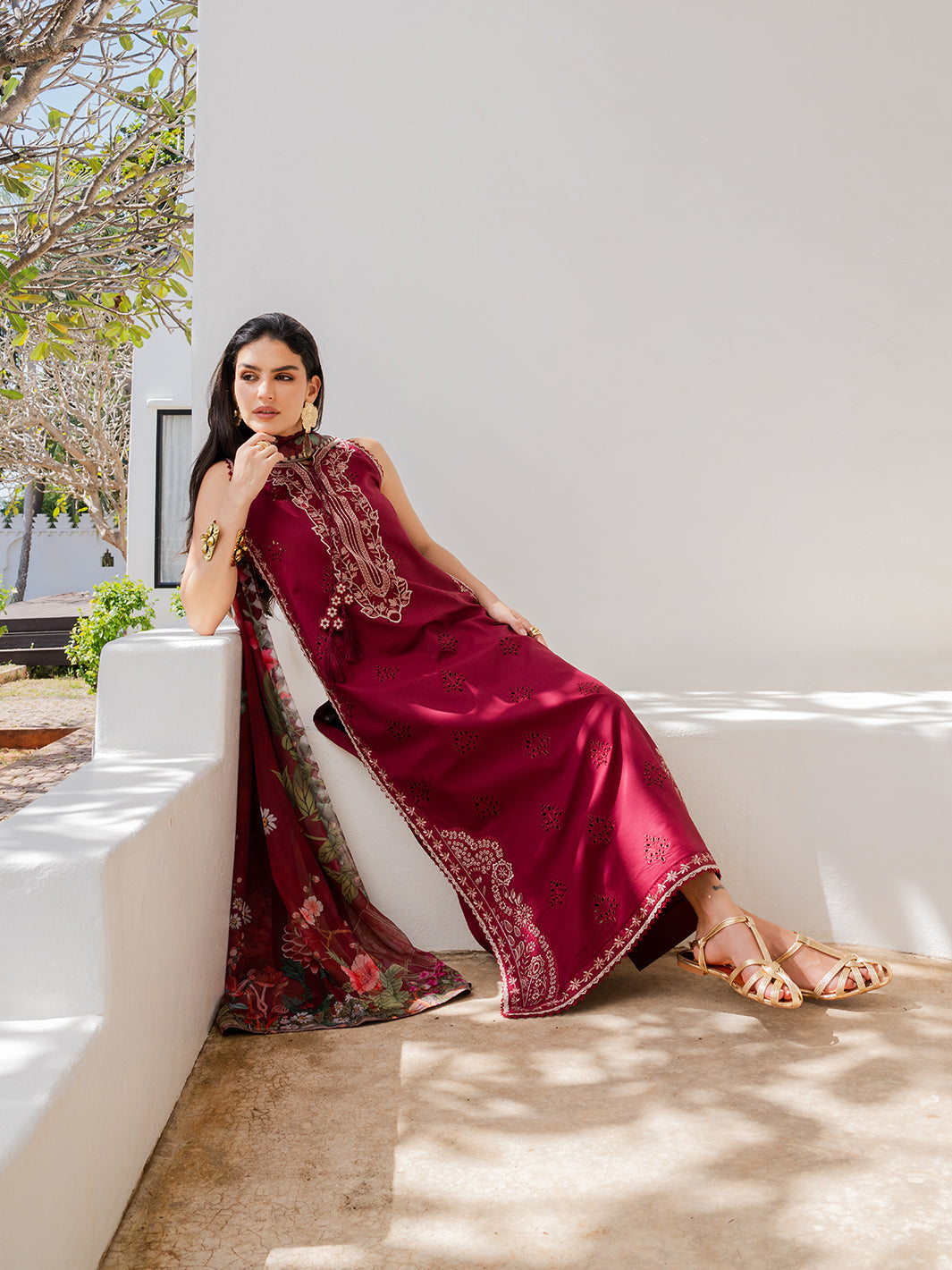 Izel | Dareen Luxury Lawn 26 | Eshaal - Luxury Dress - available at Maria Faisal in UK and USA.