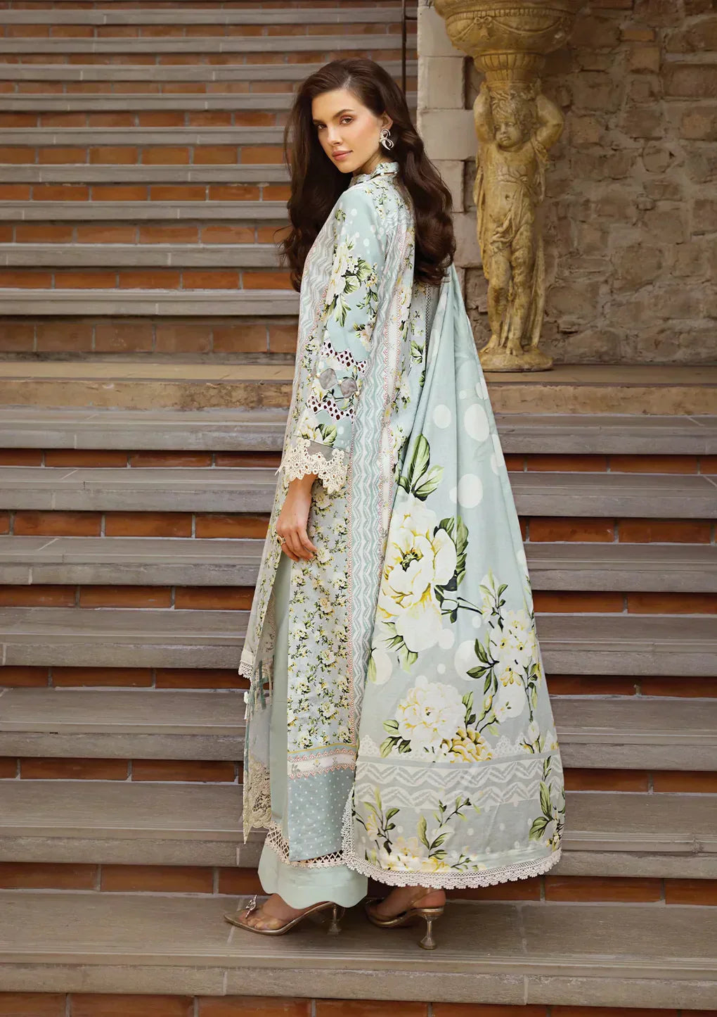 Elaf Premium | Print Chikankari 24 | ECT-05A WATERLILLY - Ladies Clothes - Maria Faisal